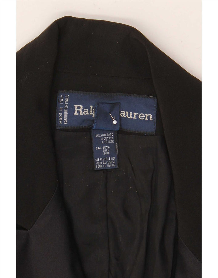 Damski płaszcz dwurzędowy Ralph Lauren US 8, średni czarny octan