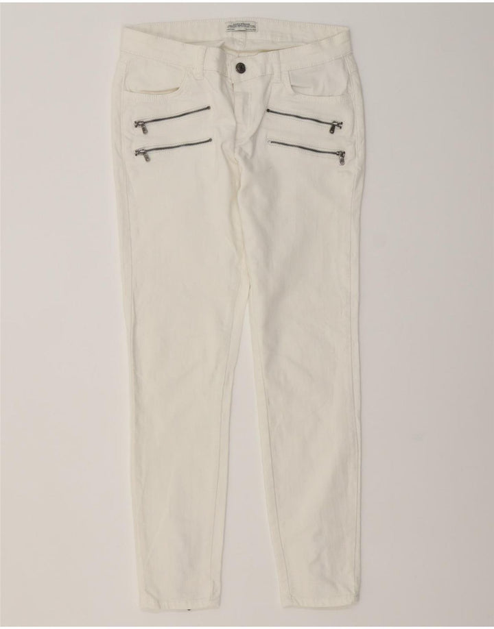 Jeansy damskie ZARA Cargo Slim EU 38 Small W28 L27 Biała bawełna