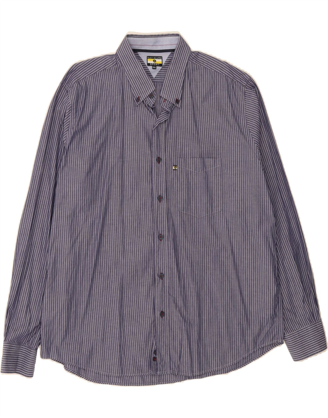 NAVIGARE Mens Shirt 2XL Navy Blue Striped Vintage Navigare and Second-Hand Navigare from Messina Hembry 