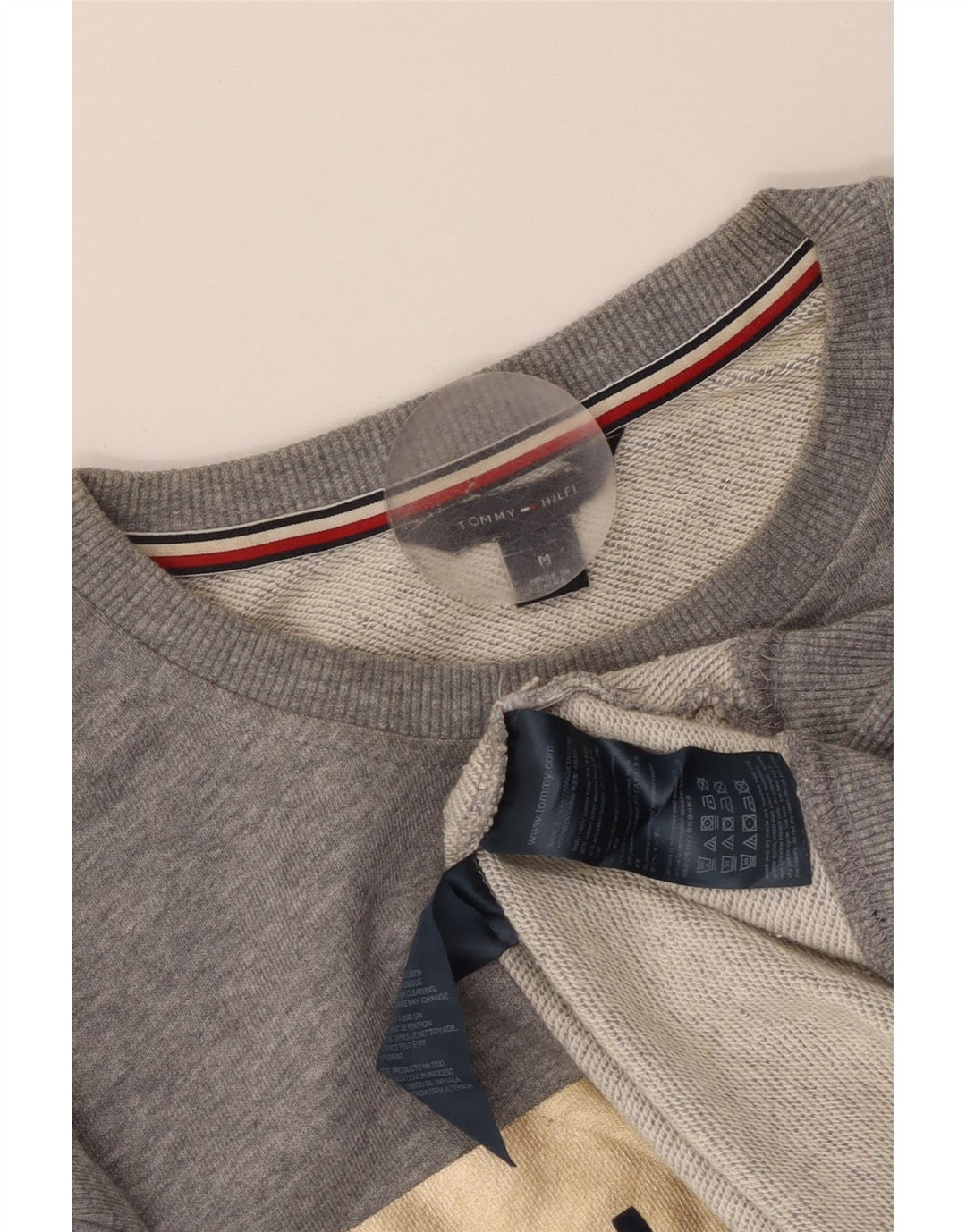 Męska bluza z grafiką Tommy Hilfiger, średnia, szara, nakrapiana bawełna