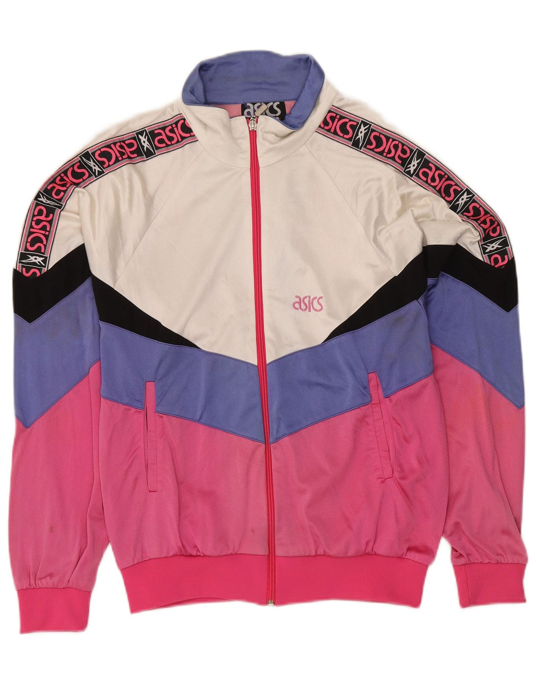 Damska kurtka dresowa ASICS IT 46 z dużym różowym blokiem kolorów