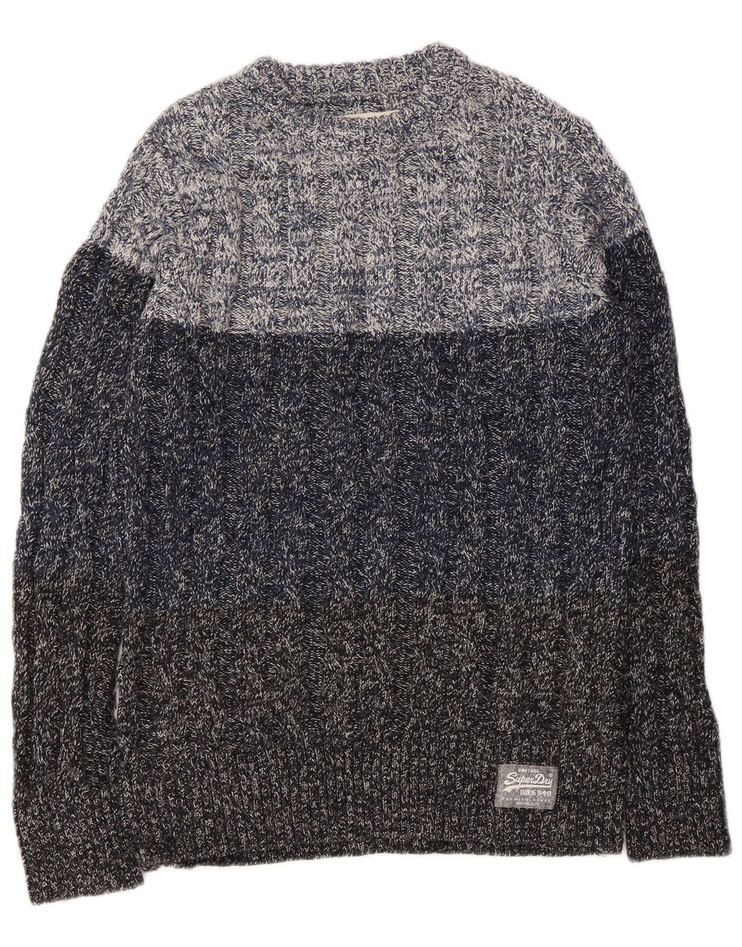 Męski sweter Superdry z dekoltem w łódkę, średni granatowy, akrylowy nakrapiany
