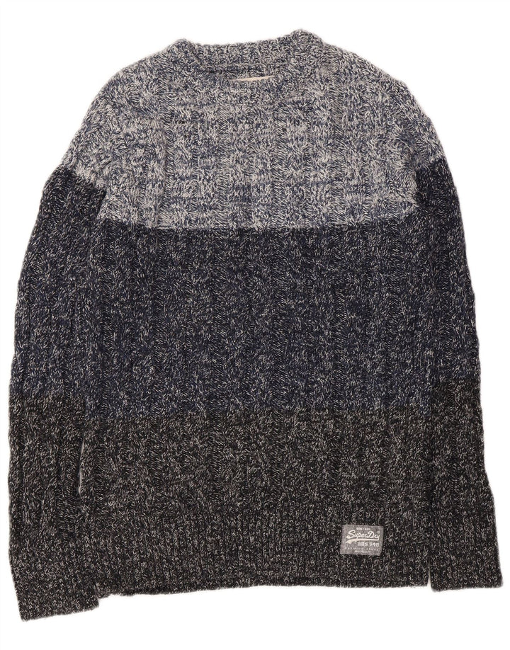 Męski sweter Superdry z dekoltem w łódkę, średni granatowy, akrylowy nakrapiany