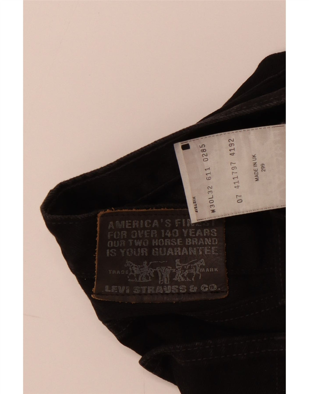 Męskie proste dżinsy LEVI'S W30 L32, czarna bawełna