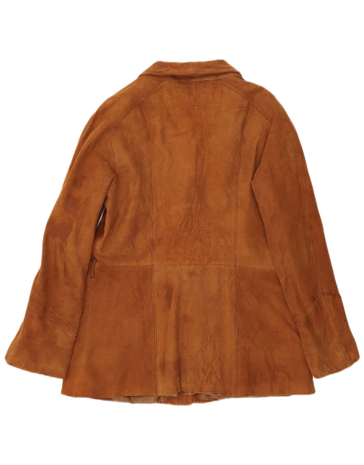 Vintage damska zamszowa kurtka UK 14, średnia brązowa skóra