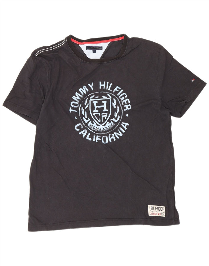 Męski T-shirt z grafiką Tommy Hilfiger, duży, czarny