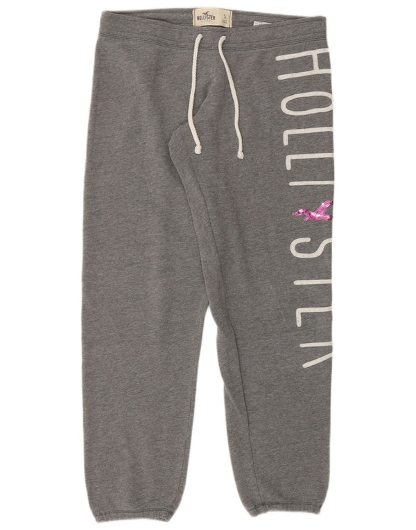 Damskie spodnie dresowe Hollister Graphic Joggers UK 10 Small, szare, bawełniane