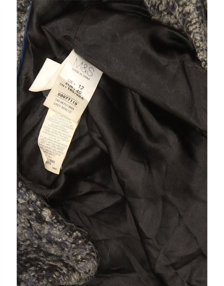 Dwurzędowy płaszcz damski Marks & Spencer UK 12, średni szary, nakrapiany