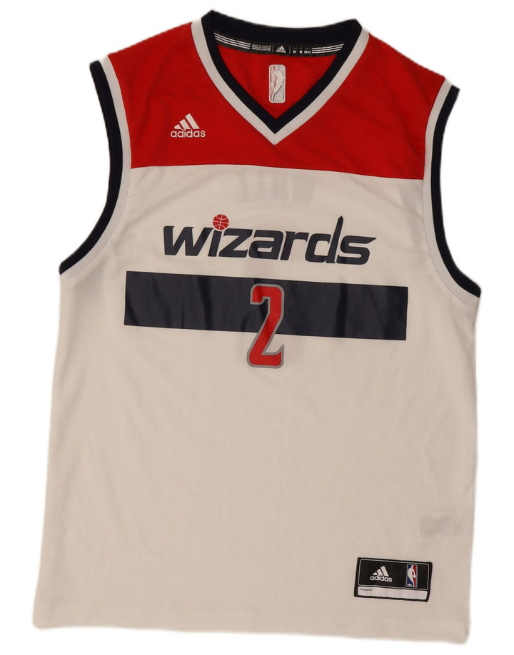 Męska kamizelka ADIDAS Wizards Graphic Top z poliestru w kolorze średniej bieli