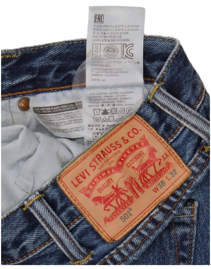 Męskie dżinsy Levi's 501 Straight W38 L29 Niebieskie bawełniane