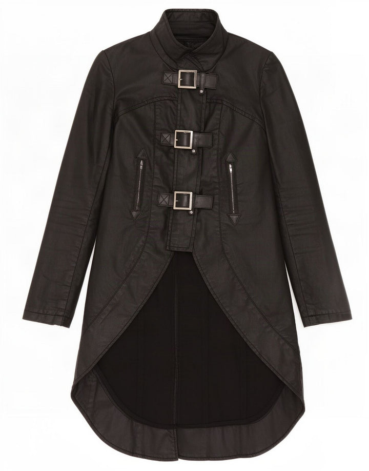 Płaszcz damski w stylu vintage, frak, UK 6, XS, czarna bawełna