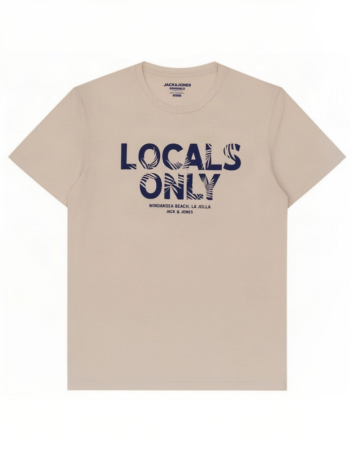 Męski T-shirt z grafiką Jack & Jones o regularnym kroju, średni biały poliester