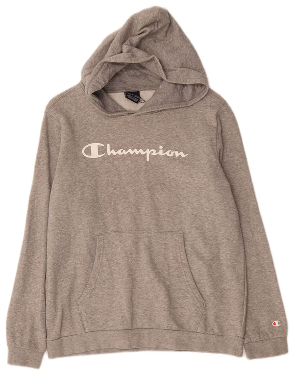 Chłopięcy sweter z kapturem Champion z grafiką, 15-16 lat, 2XL, szara, nakrapiana bawełna