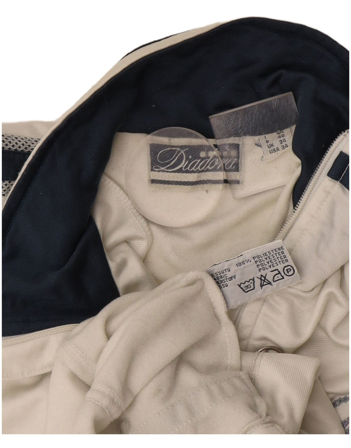 Męska kurtka dresowa Diadora UK 34, mała, biała, z blokami kolorów, poliester