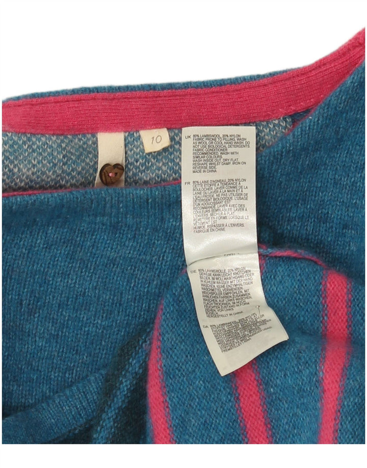 Damski sweter White Stuff UK 10 z owczej wełny w małe niebieskie paski