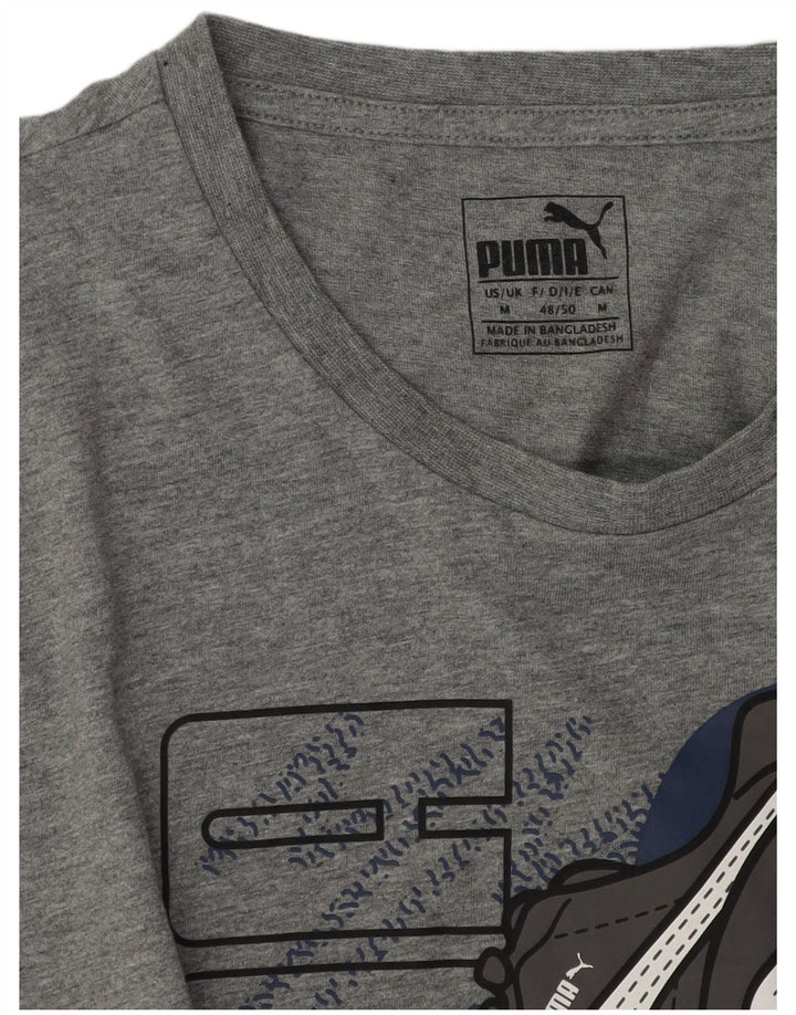 Męski T-shirt z grafiką Puma, średni szary, nakrapiany