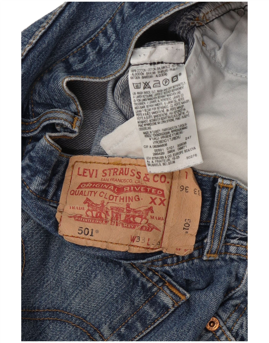 Męskie jeansy Levi's 501 Straight W33 L36 Niebieskie bawełniane