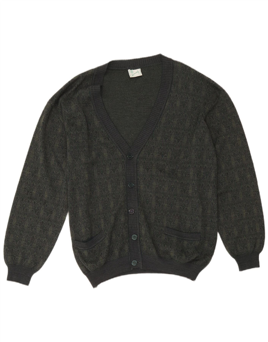 Sweter męski w stylu vintage, duży, geometryczny, wełniany khaki