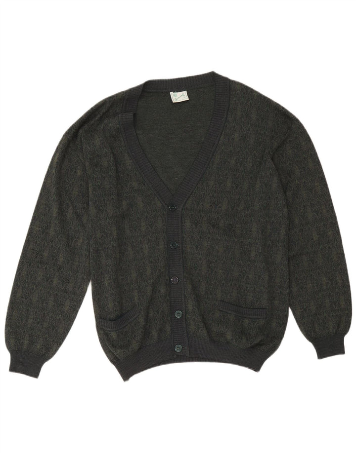 Sweter męski w stylu vintage, duży, geometryczny, wełniany khaki