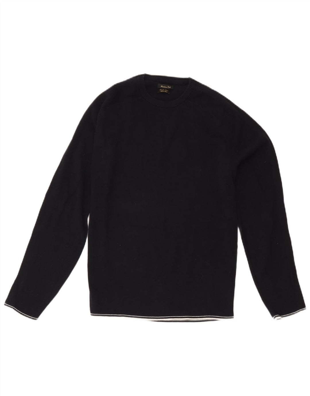 Sweter damski Massimo Dutti z okrągłym dekoltem UK 14, średni granatowy, bawełniany