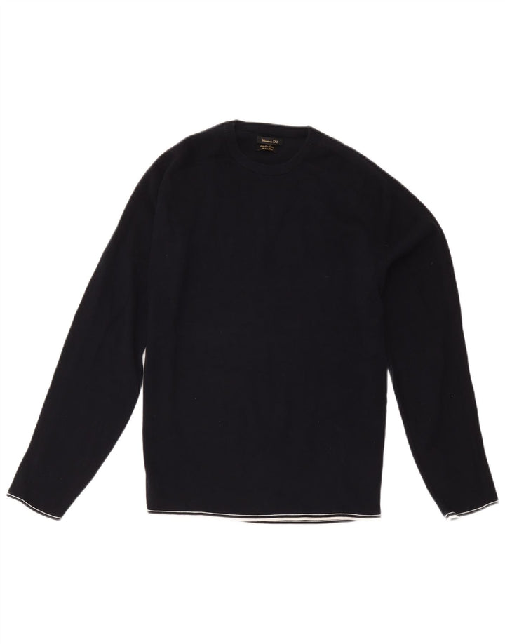 Sweter damski Massimo Dutti z okrągłym dekoltem UK 14, średni granatowy, bawełniany