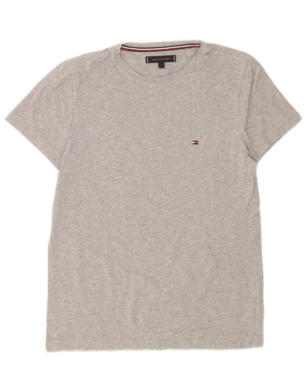 T-shirt męski Tommy Hilfiger, mały, szary, z bawełny w plamki