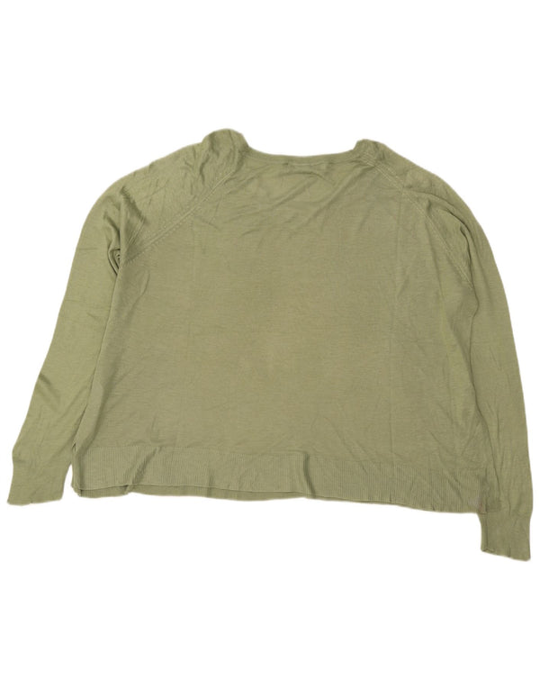 Damski sweter oversize z dekoltem w łódkę Zara UK 16, duża, zielona wiskoza