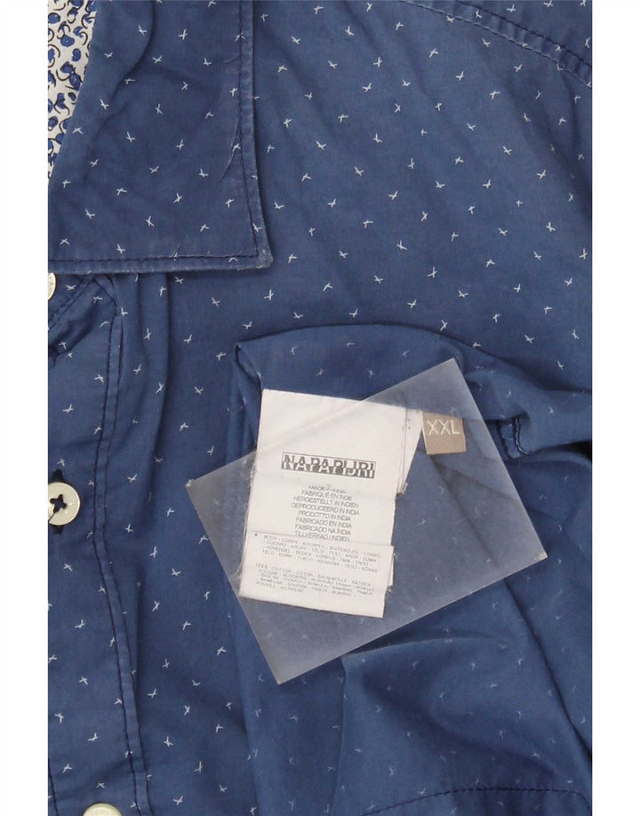 Koszula męska Napapijri w abstrakcyjny wzór, 2XL, niebieska, bawełniana
