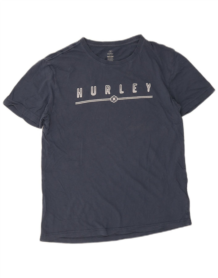 Męski T-shirt z grafiką Hurley, mały, granatowy, bawełniany