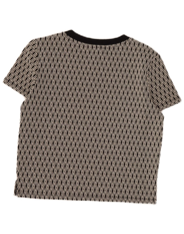Damski T-shirt Zara Trafaluc Crop Top UK 12 Średni Czarny Geometryczny