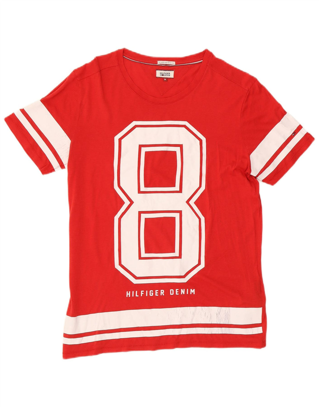 Męska koszulka z grafiką Tommy Hilfiger, bawełniana, średnia czerwona