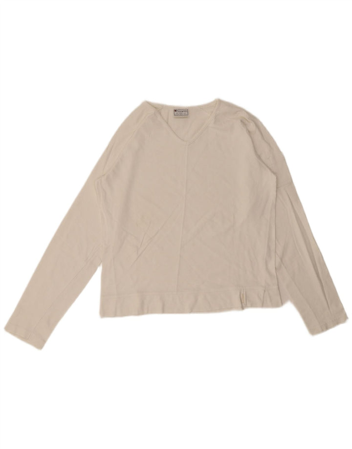 Damska koszulka Champion z długim rękawem, UK 14, średnia biała bawełna