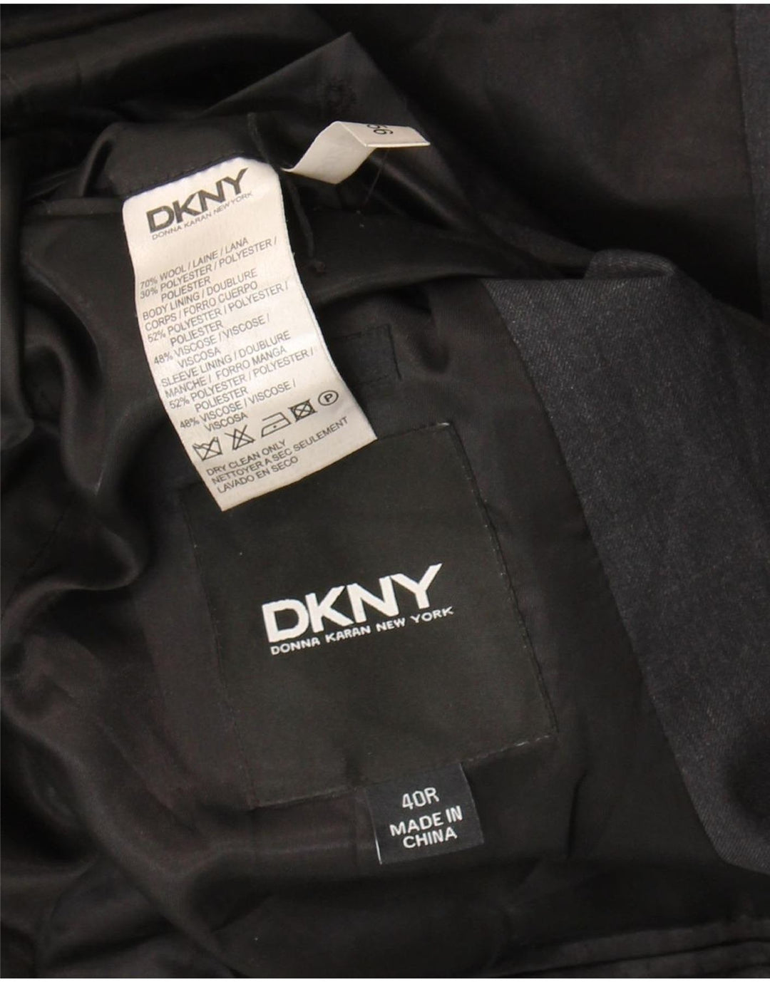 Męska marynarka zapinana na 2 guziki Dkny UK 40, duża, szara wełna
