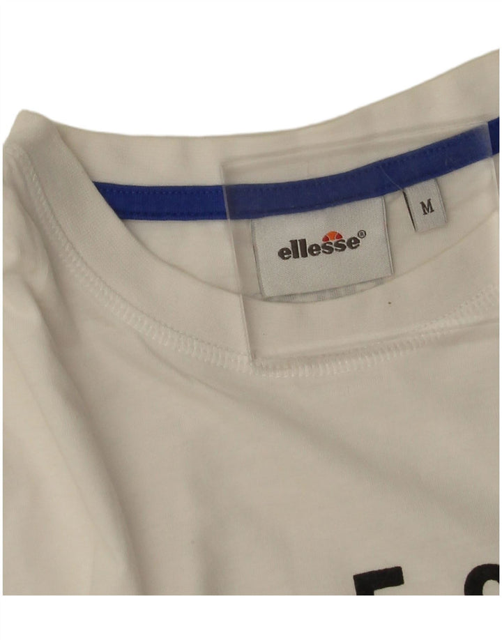 Damska koszulka z grafiką Ellesse Top UK 14 Średnia biała bawełna