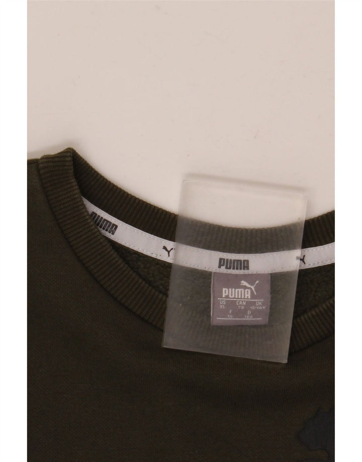 Chłopięca bluza z grafiką Puma, 13-14 lat, khaki