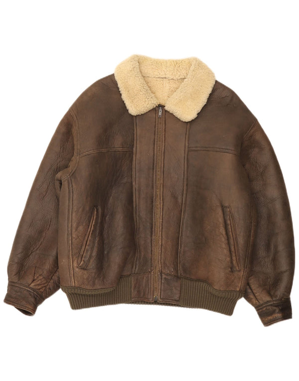 Vintage męska kurtka Bomber Shearling UK 36 Small Brown