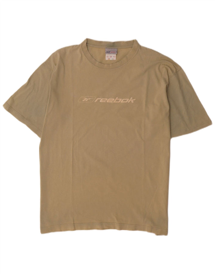 Męska koszulka z grafiką REEBOK, średnia bawełna khaki