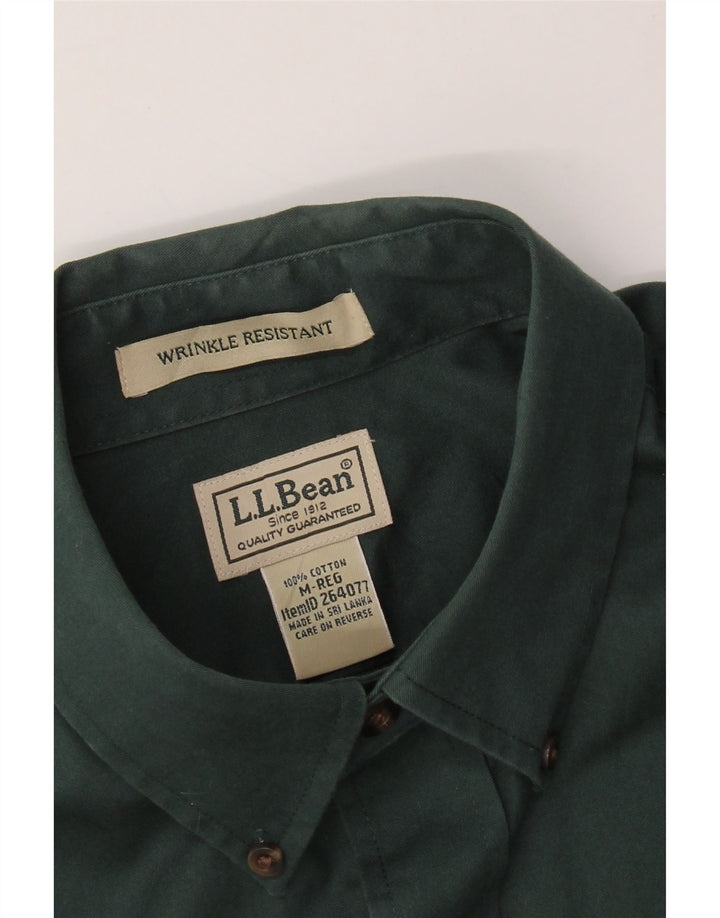 L.L.BEAN Mens Wrinkle Resistant Shirt Medium Green Cotton Vintage L.L.Bean and Second-Hand L.L.Bean from Messina Hembry 