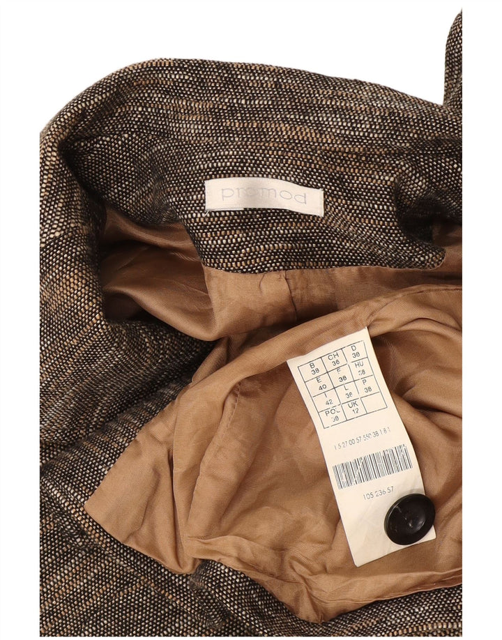 Promod Płaszcz damski UK 12 Średni brązowy, bawełniany nakrapiany