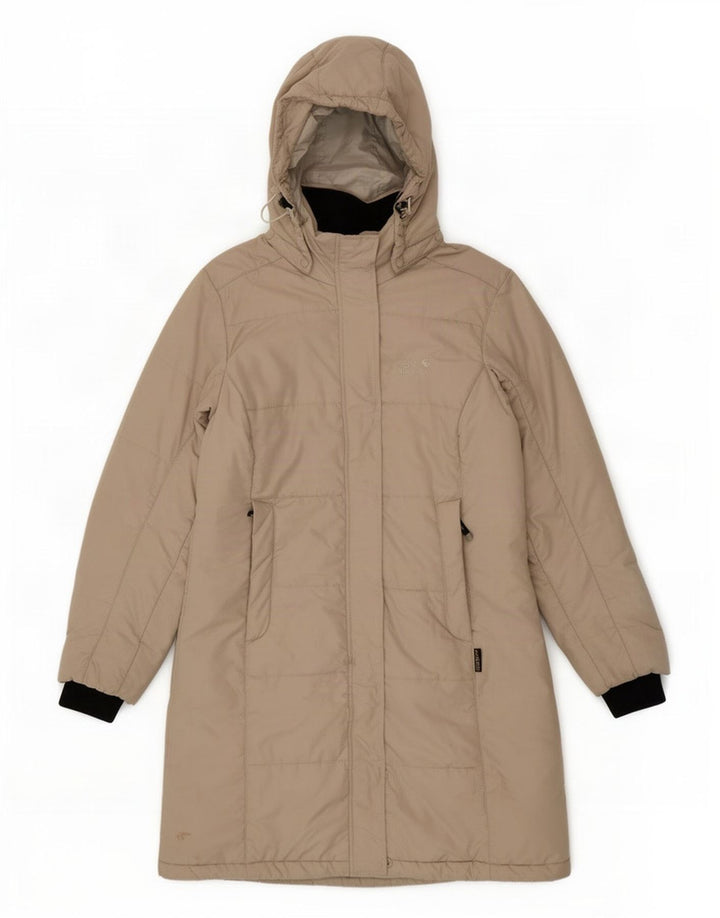 Damski ocieplany płaszcz z kapturem Jack Wolfskin UK 12/14 Średni beżowy poliester