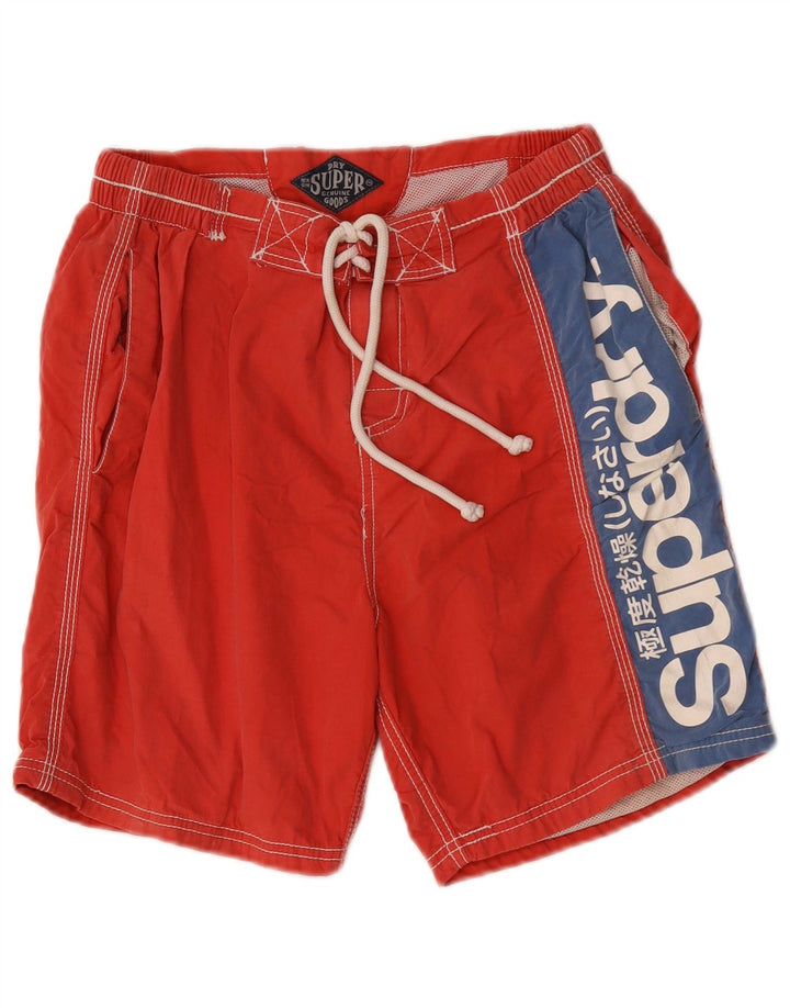 Męskie spodenki kąpielowe Superdry Graphic, duże, czerwone, poliestrowe