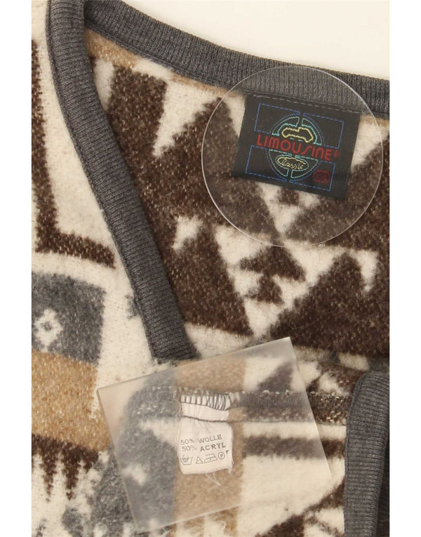 Vintage męska kamizelka 2XL brązowa geometryczna wełna