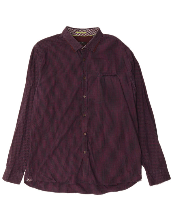 Koszula męska Ted Baker, rozmiar 6, 2XL, fioletowa bawełniana kratka