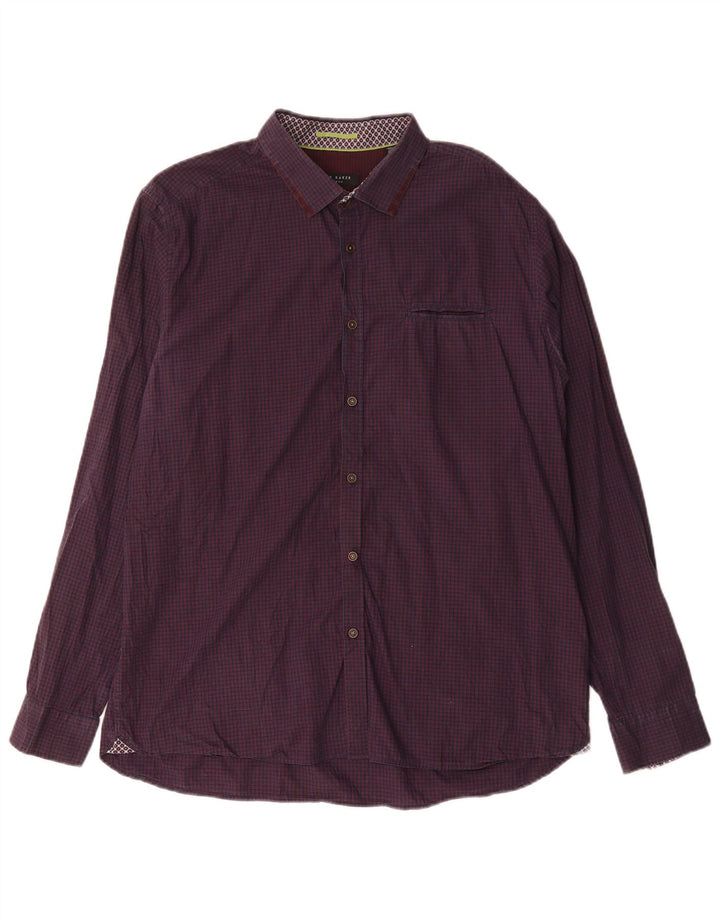 Koszula męska Ted Baker, rozmiar 6, 2XL, fioletowa bawełniana kratka