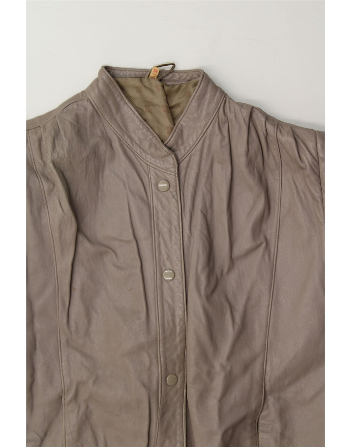 VINTAGE Womens Leather Jacket UK 14 Medium Grey Leather Vintage Vintage and Second-Hand Vintage from Messina Hembry 
