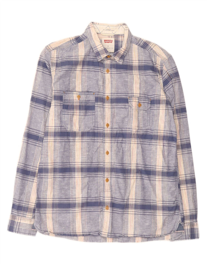 Koszula męska Levi's, bawełniana, w średnią niebieską kratkę