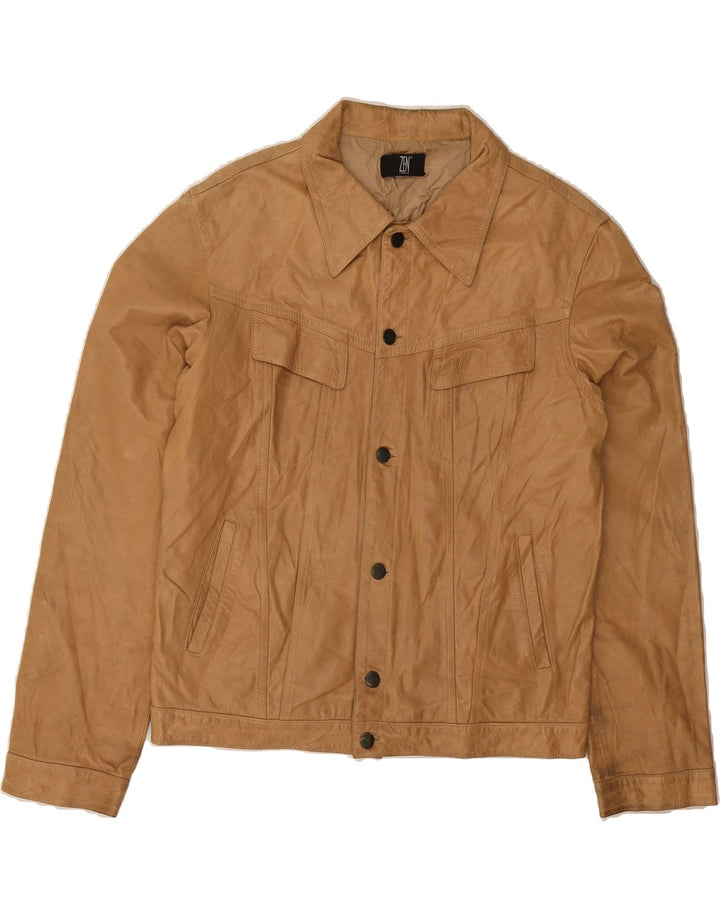ZEN Mens Leather Jacket IT 52 XL Brown Leather Vintage Zen and Second-Hand Zen from Messina Hembry 
