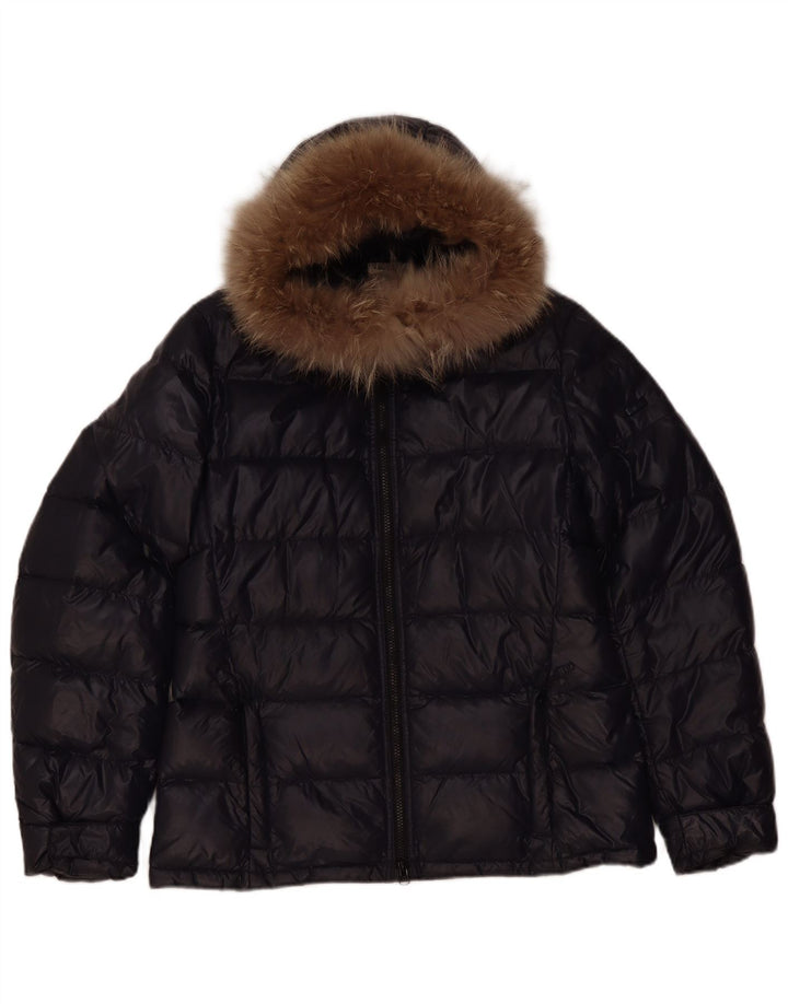 Damska ocieplana kurtka z kapturem Ellesse UK 14, duża, czarna nylonowa