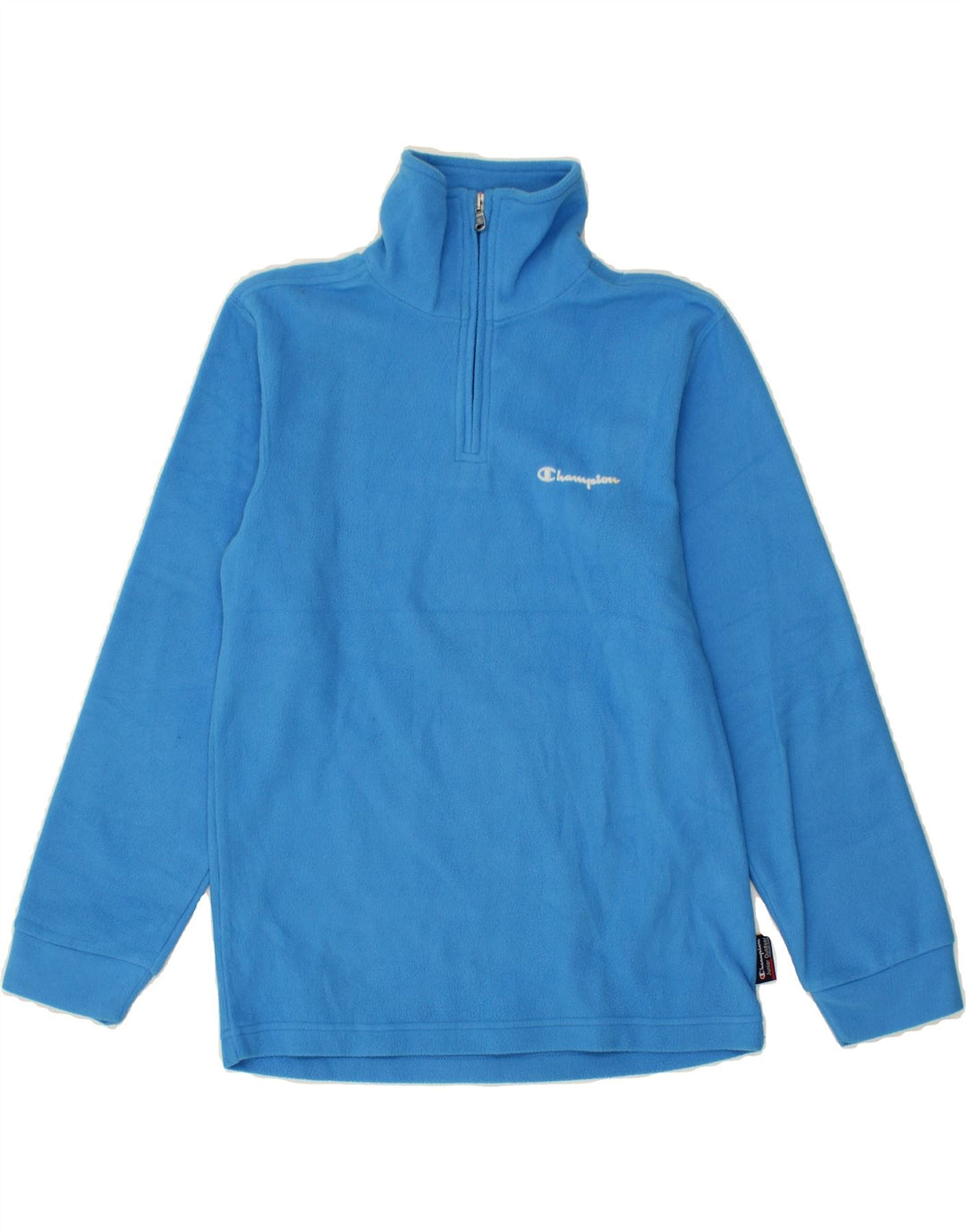 CHAMPION Boys Zip Neck Fleece Jumper 11-12 Years Large Blue Polyester Vintage Champion and Second-Hand Champion from Messina Hembry 