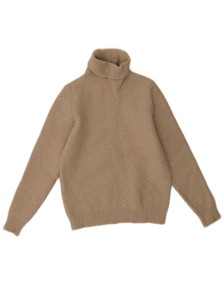Sweter damski Massimo Dutti z wywijanym dekoltem UK 14, duży, beżowy, geometryczny
